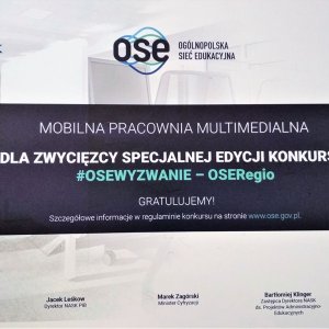 Nasza Szkoła wśród laureatów konkursu „#OSE Wyzwanie”. Pracownia mobilna dla MZSP.
